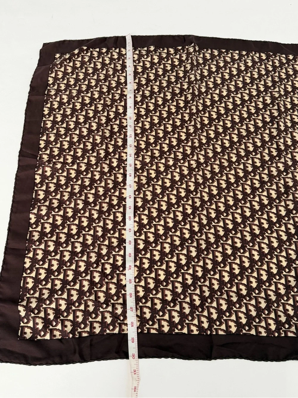 Vtg Christian Dior logo Silk Patterned Brown & Cream Scarf